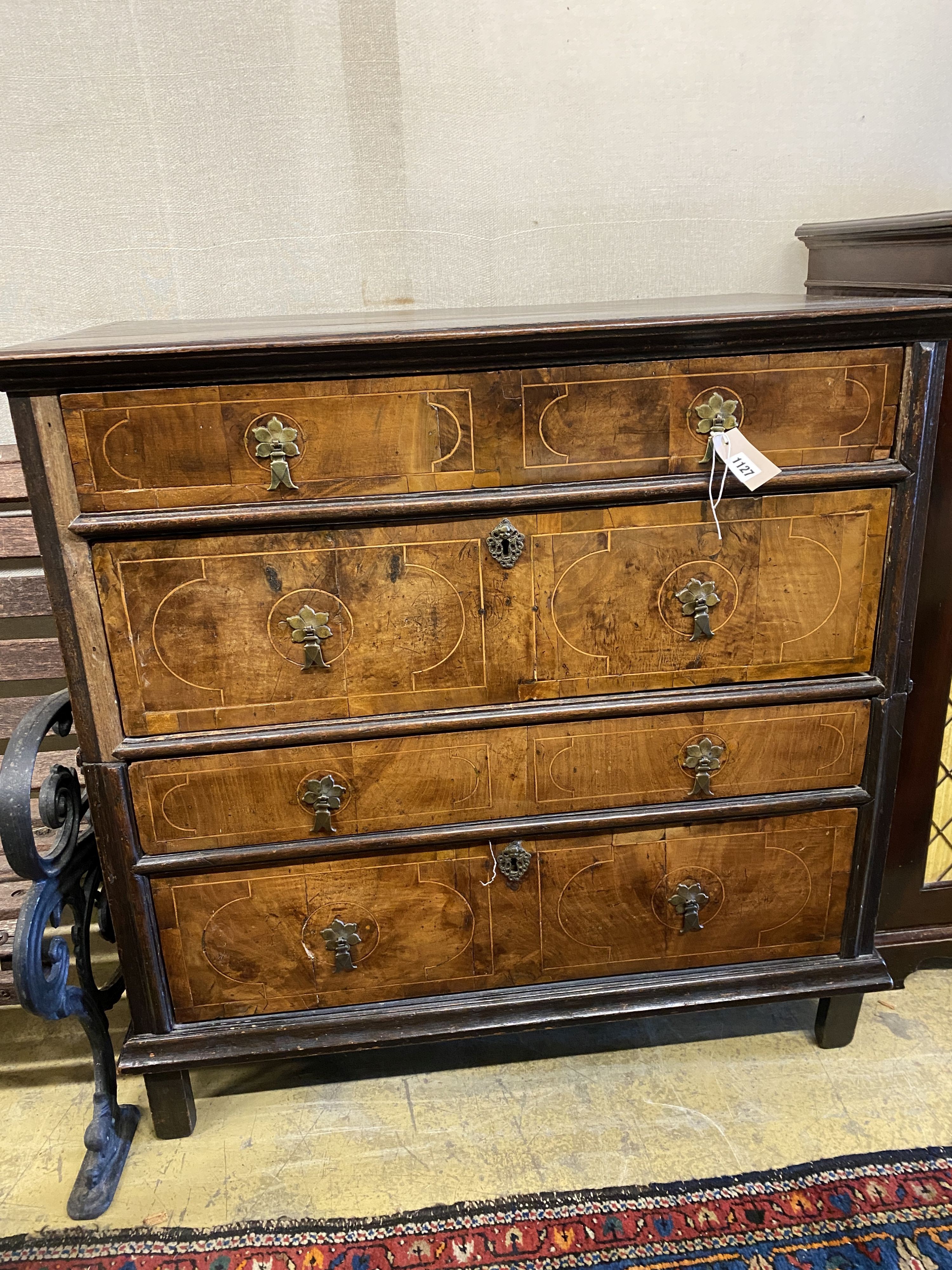 A William and Mary style chest of drawers, width 95cm, depth 55cm, height 95cm